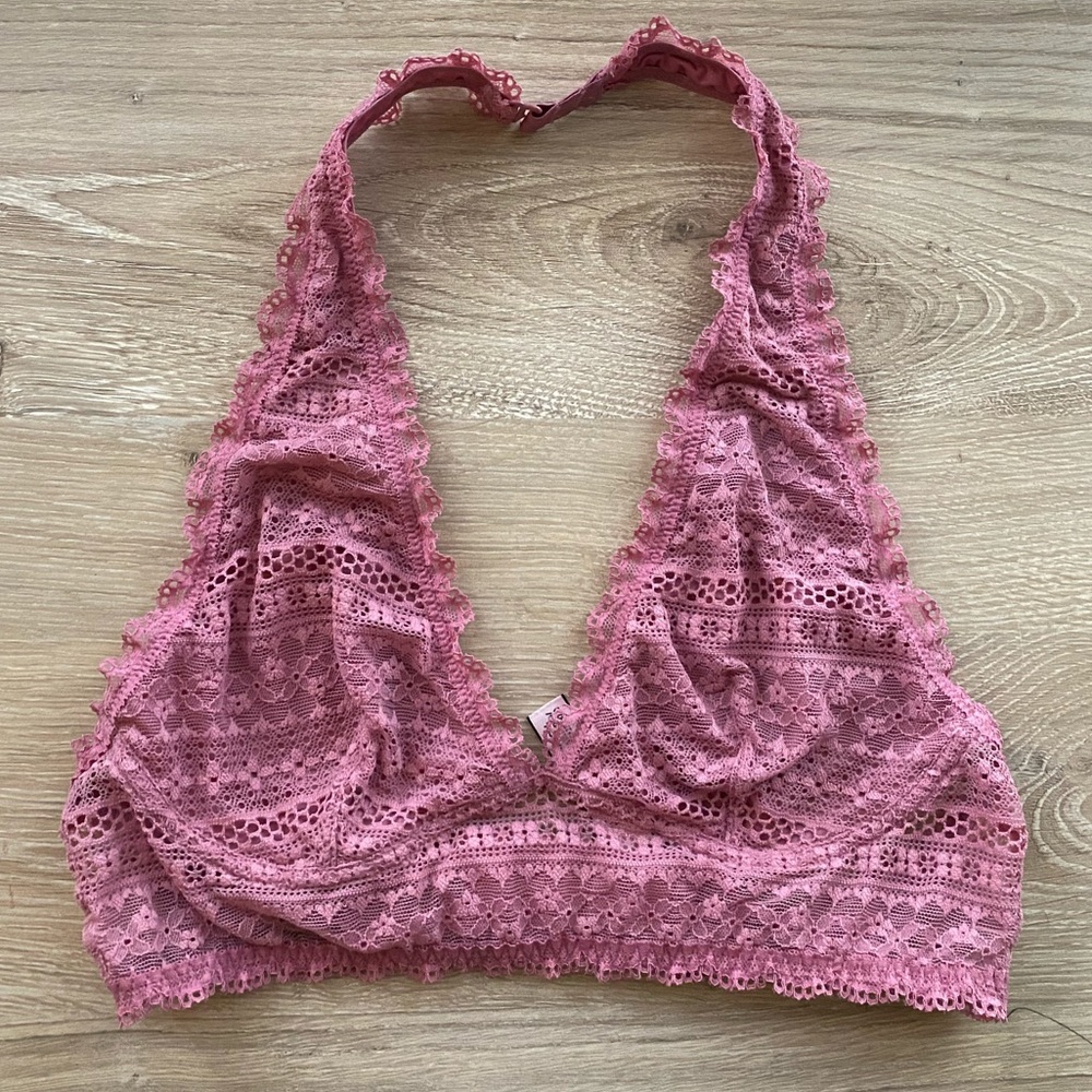 Victoria secret pink lace halter bralette